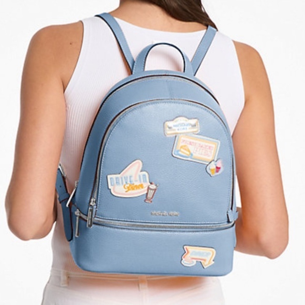 Michael Kors Blue Backpack with Patches